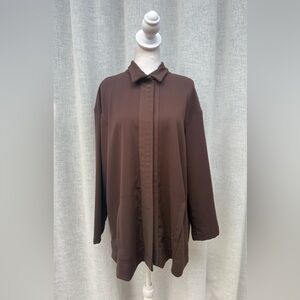 Vitamin chocolate brown long sleeve blouse jacket